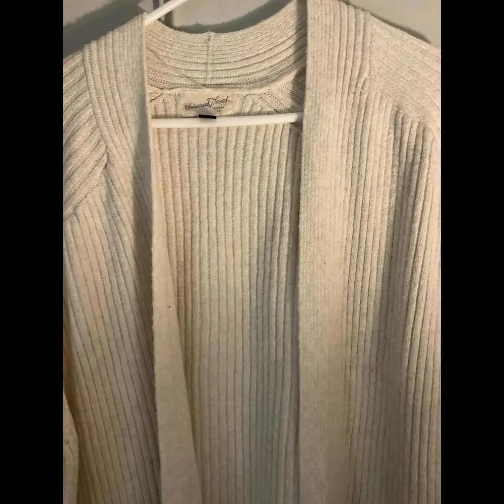 Universal Thread Cream Ribbed Open-Front Cardigan Sweater - Picture 5 of 7